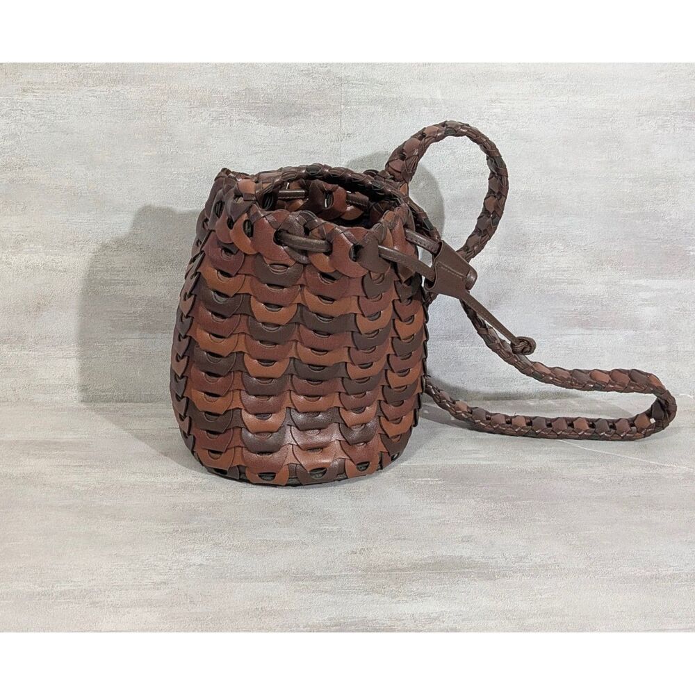 Woven Scales Leather Bucket Bag - Picture 2 of 8